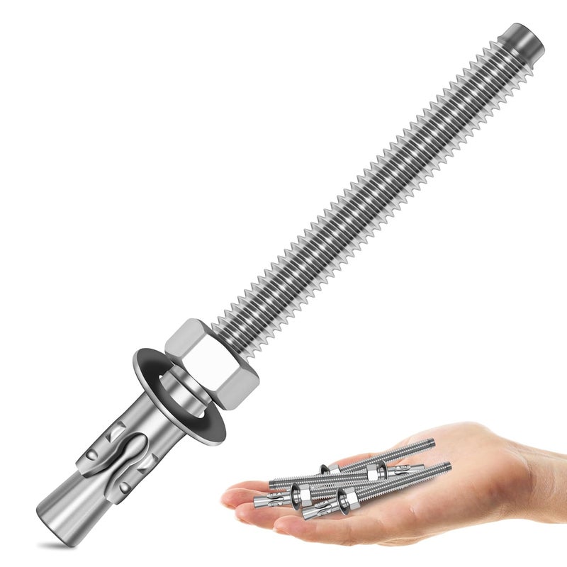 MYWISH 5/16 x 4 Inch Wedge Anchors, 10Pcs 304 Stainless Steel Industrial 5/16 Heavy Duty Industrial Masonry Wdege Anchor Bolts for Brick Cement and Concrete, Bright Finish - Image 1